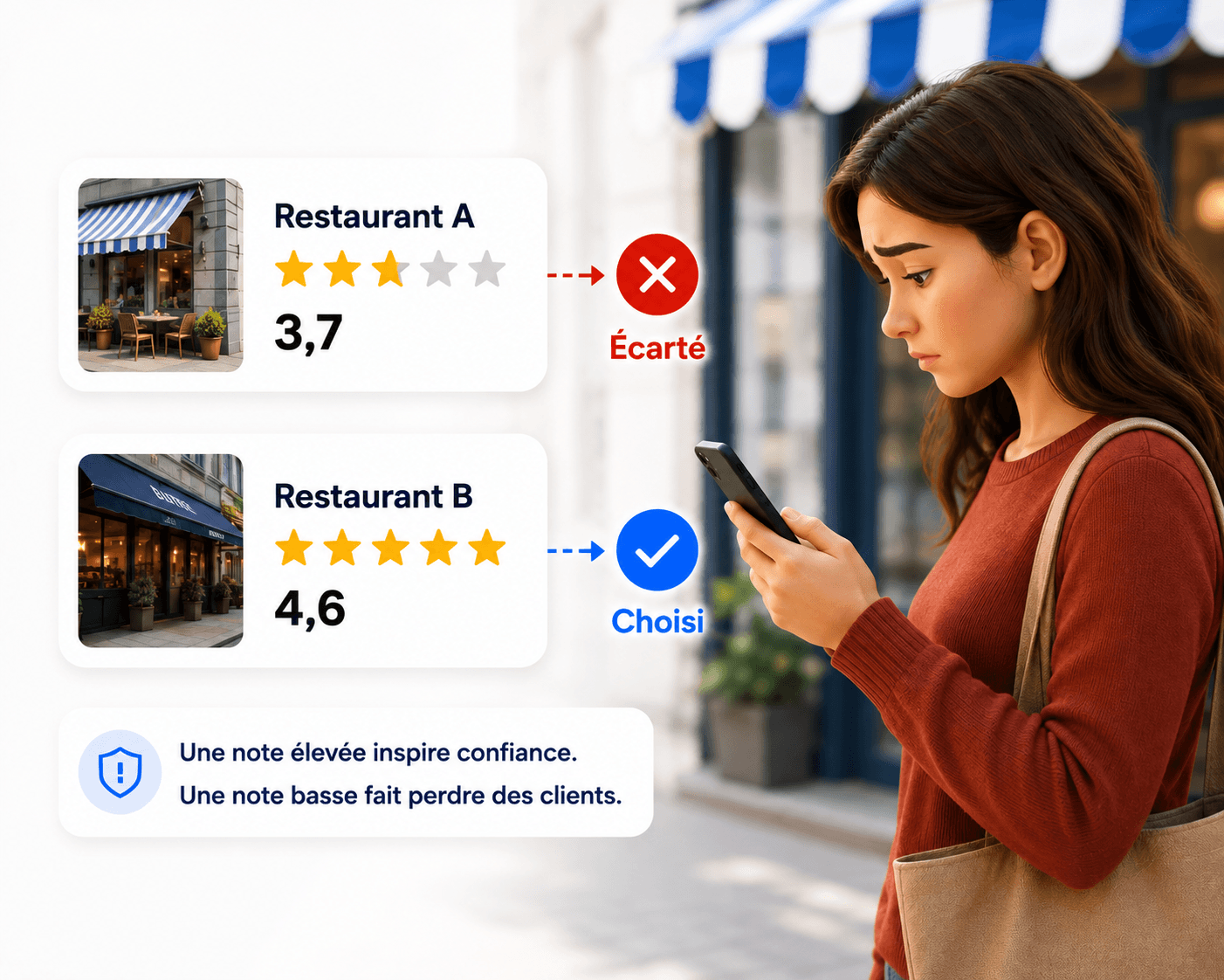 Avis 1 étoile publié, visible par tous les futurs clients